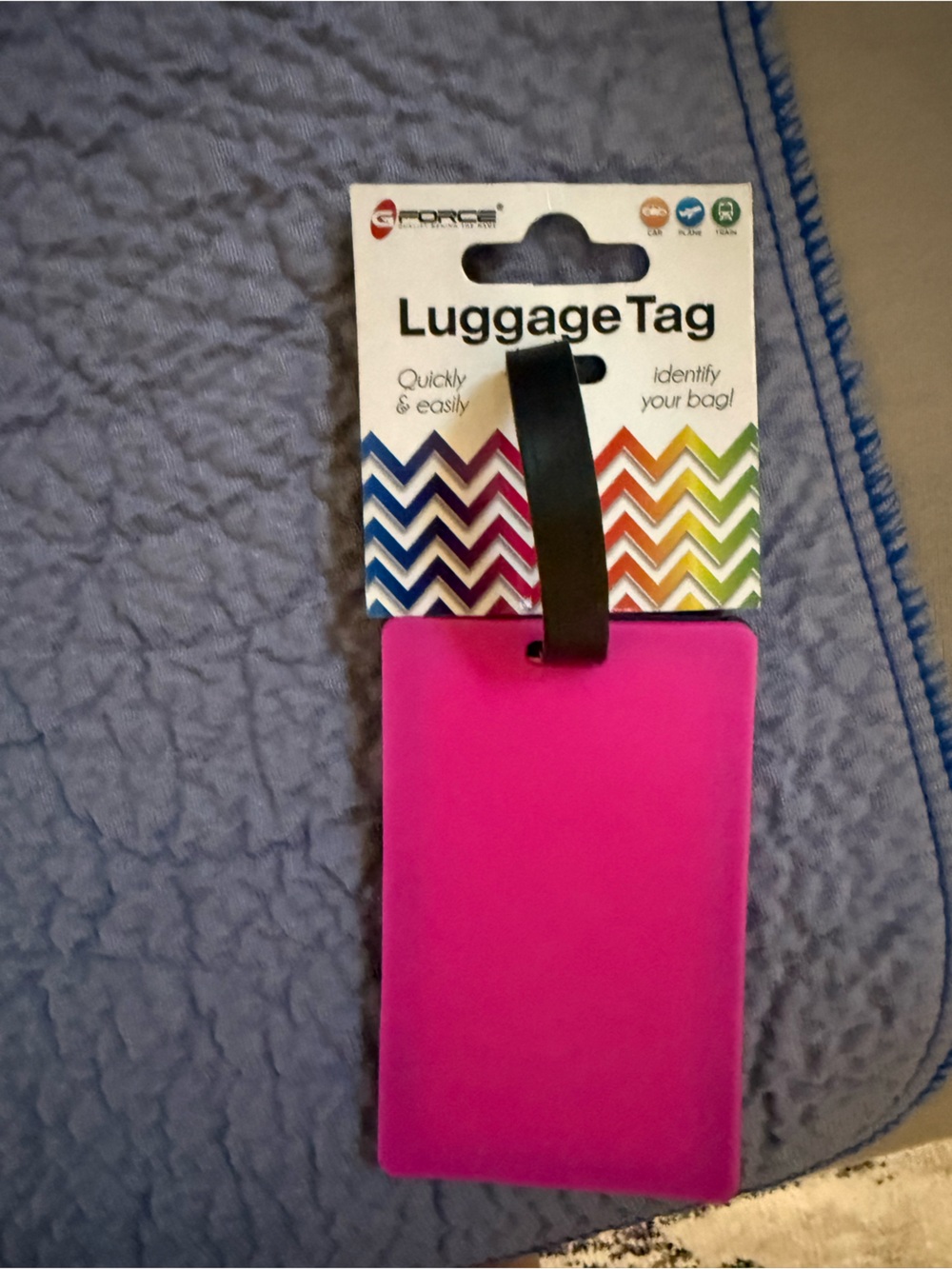 Force1 Hot Pink Luggage Tag with Black Strap